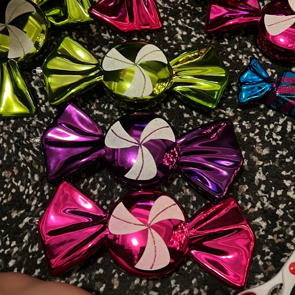 Giant candy Christmas ornaments